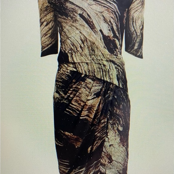 Helmut Lang Drift Drape Ruched Brown Dress S - Picture 3 of 10